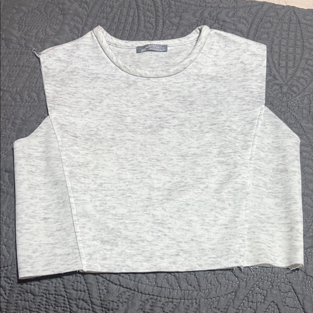 Zara Light Heather Gray Sleeveless Crop Top